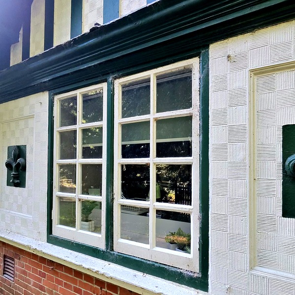 Painted wooden window frame before cleaning