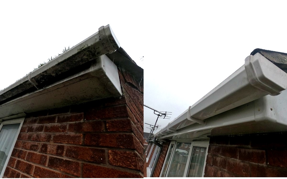Clean white UPVC fascias, soffits and guttering on a house in Staffordshire
